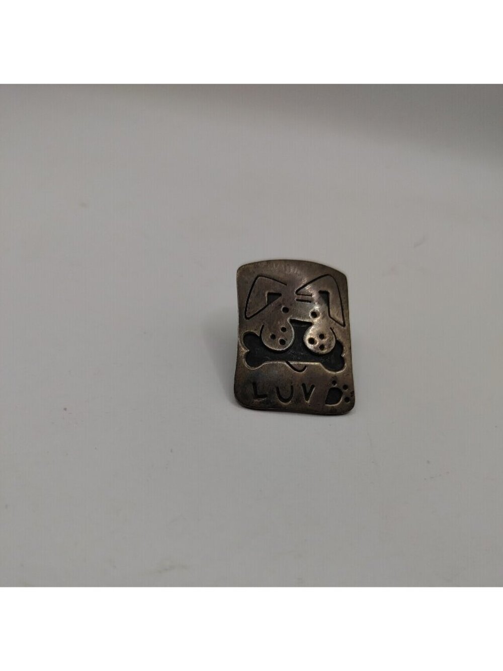 Tie Tack Signed Fetched Sterling Mexico/ Dog W/ Bone VTG
